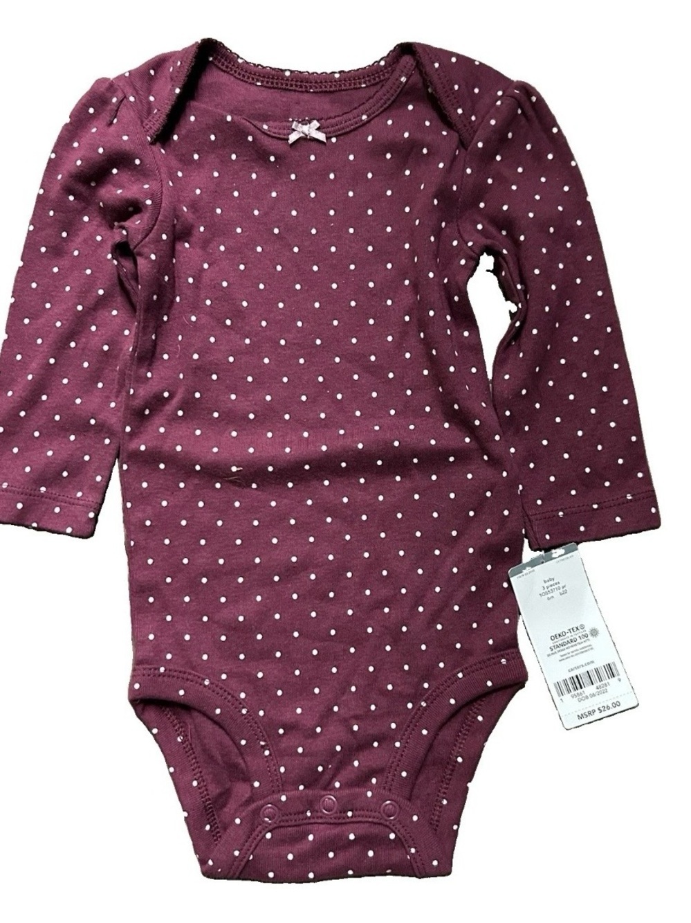 Baby Girl Long Sleeve Bodysuits Floral Polka Dots Size 3-6 Months - Picture 6 of 8
